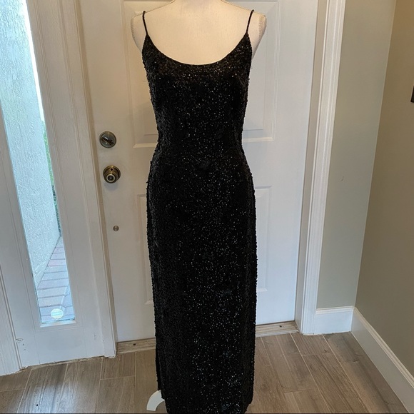 Vintage Dresses & Skirts - Vintage beaded and sequined gown with beaded straps